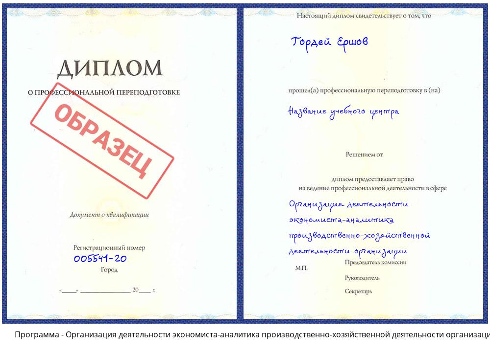 Организация деятельности экономиста-аналитика производственно-хозяйственной деятельности организации Анжеро-Судженск