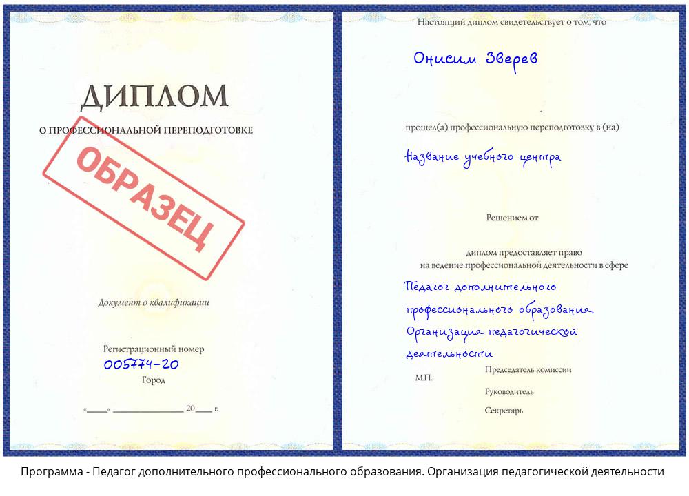Педагог дополнительного профессионального образования. Организация педагогической деятельности Анжеро-Судженск