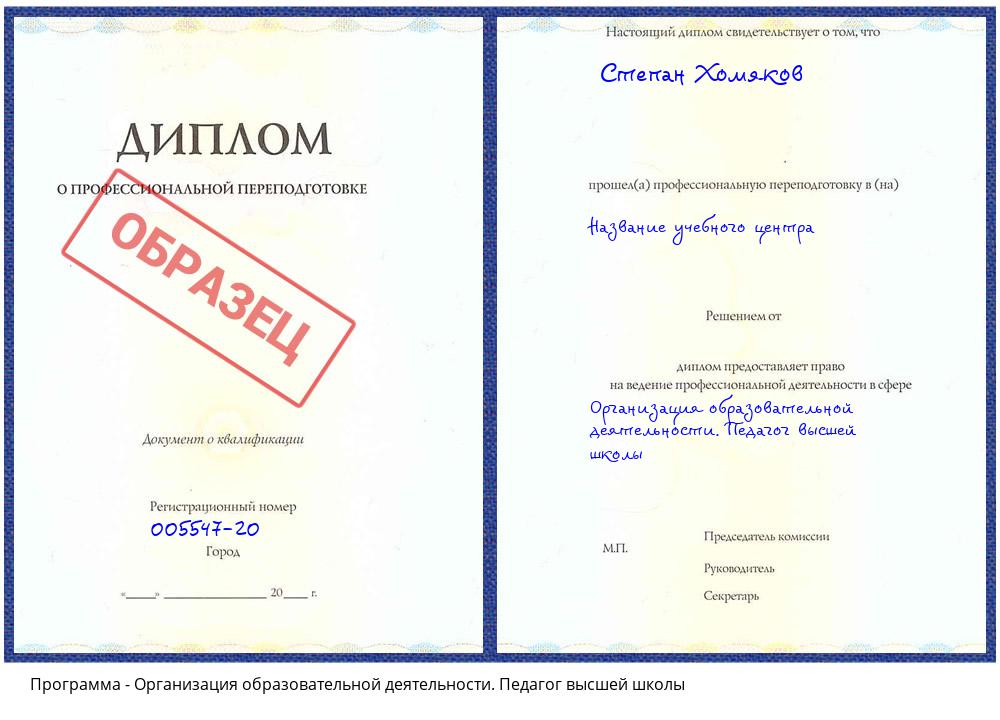 Организация образовательной деятельности. Педагог высшей школы Анжеро-Судженск
