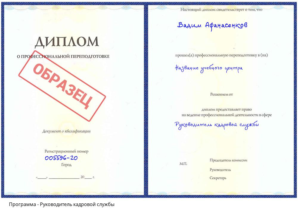 Руководитель кадровой службы Анжеро-Судженск