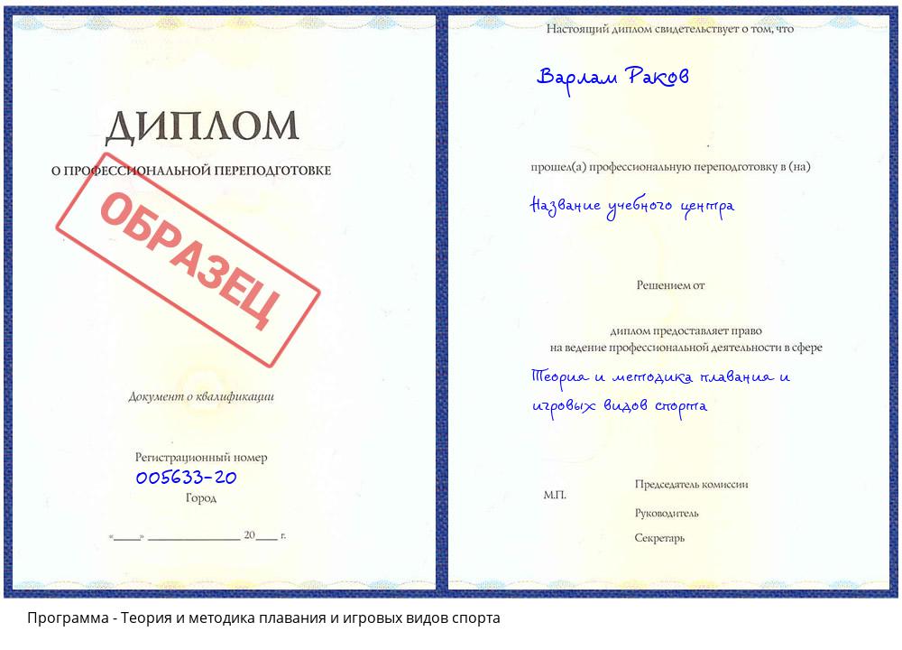 Теория и методика плавания и игровых видов спорта Анжеро-Судженск