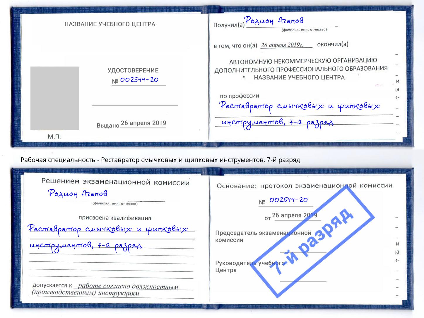 корочка 7-й разряд Реставратор смычковых и щипковых инструментов Анжеро-Судженск