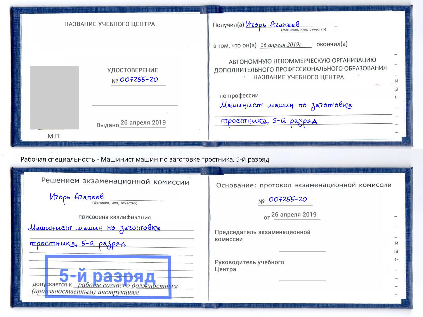 корочка 5-й разряд Машинист машин по заготовке тростника Анжеро-Судженск