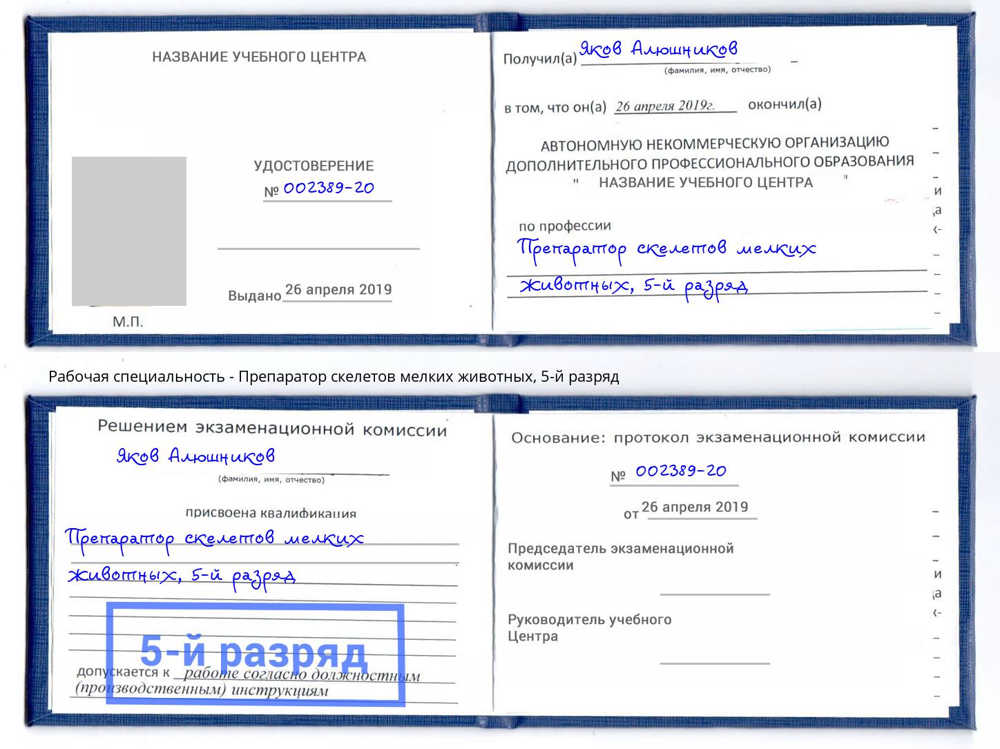 корочка 5-й разряд Препаратор скелетов мелких животных Анжеро-Судженск