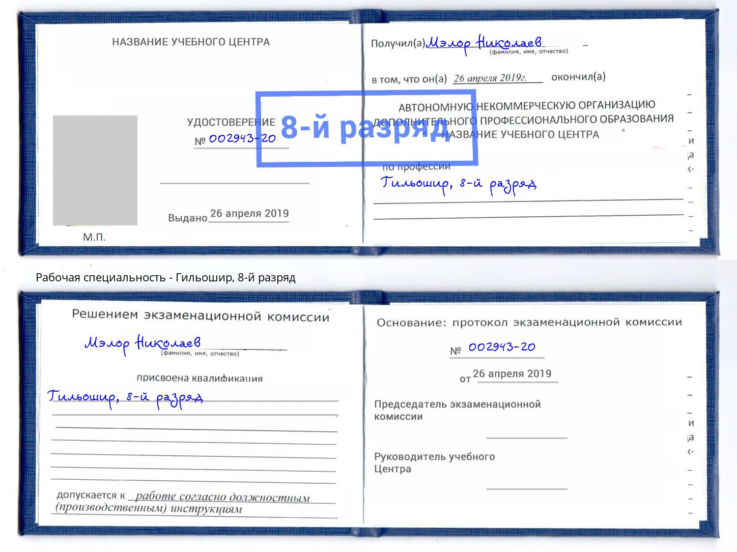 корочка 8-й разряд Гильошир Анжеро-Судженск