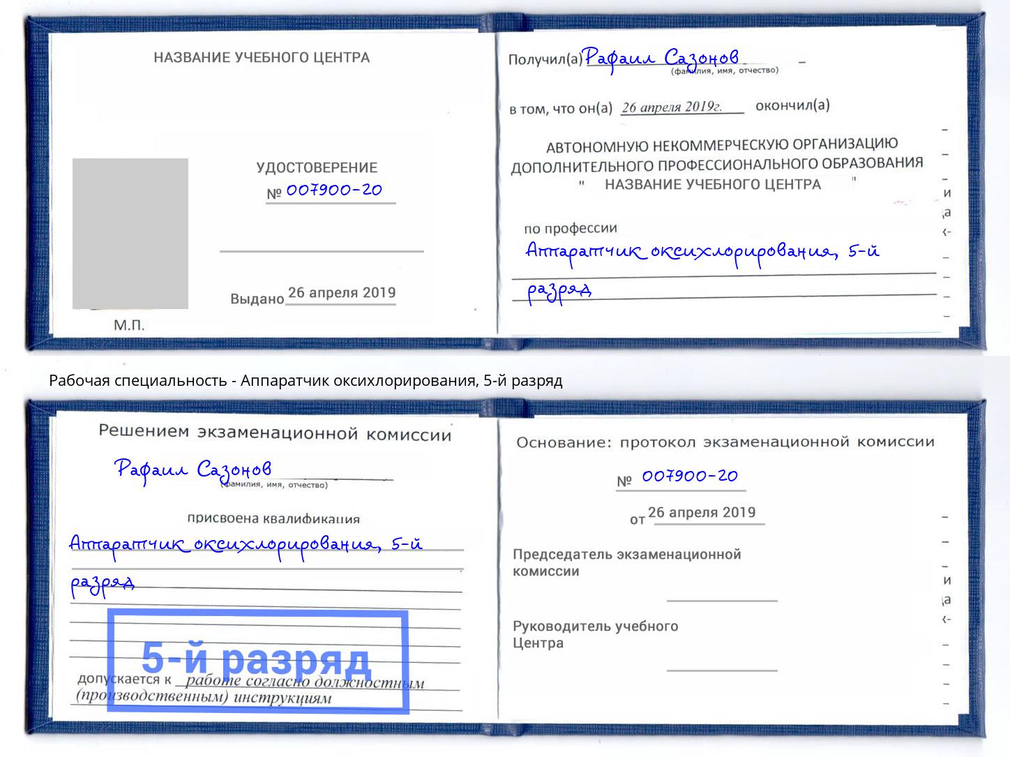корочка 5-й разряд Аппаратчик оксихлорирования Анжеро-Судженск
